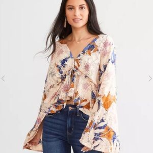 Band of the free front tie peplum top